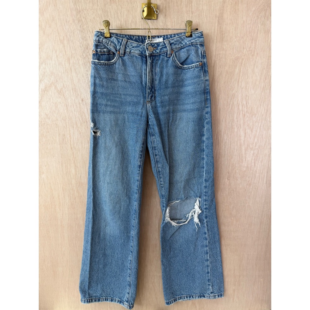 Garage Denim Wide Leg Distressed Jeans Medium Wash High Rise Size 3